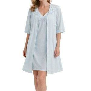 Vintage Vassarette Robe Night Dress Set S Baby Blue Nylon Night Gown Classic USA